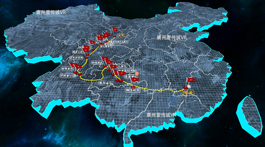 VR飛奪瀘定橋、VR過雪山草地、VR遵義會(huì)議、VR巧渡金沙江、VR重走長(zhǎng)征路