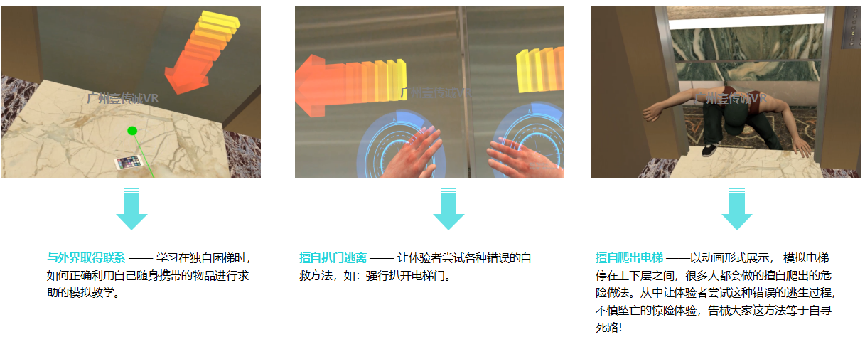 壹傳誠VR電梯安全,VR困梯模擬,VR困梯自救