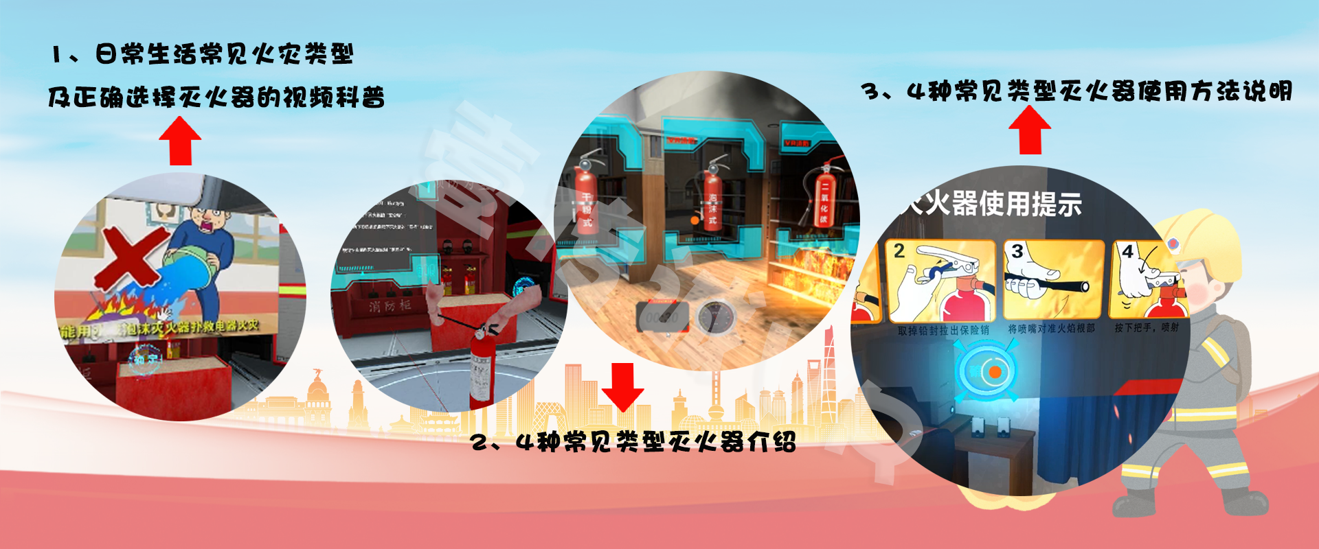 VR消防、VR多場(chǎng)景消防逃生、VR火災(zāi)逃生